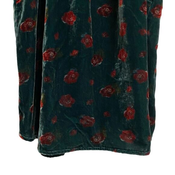 NWT Loft Women's Halter Top Size XS Floral Velvet Shirred Green Red Coquette - Picture 8 of 13